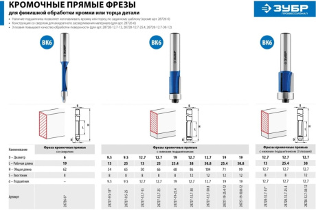 Купить Фреза 28726-6 -6х19мм кромочная прямая со свелом Зубр фото №8